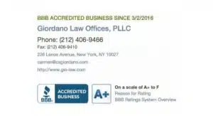 Giordano Law Offices Personal Injury & Employment Lawyers Invited to Join The BBB: Better Business Bureau